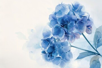 Elegant blue hydrangea flower arrangement on a soft background, perfect for nature-themed projects and floral designs.