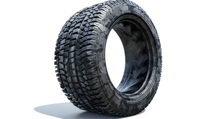 Obraz premium Close-up of a Black Tire with a Rough Tread Pattern