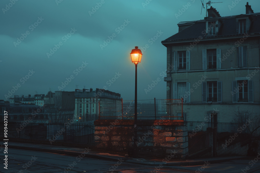 Wall mural Empty urban downtown in Paris street corner