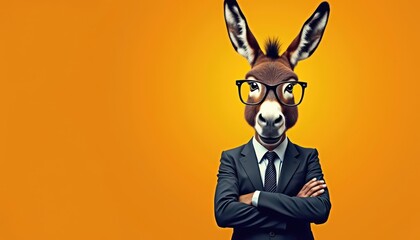 Donkey in Suit With Arms Crossed.