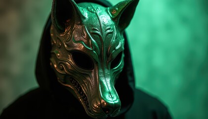 Green Metallic Animal Mask.