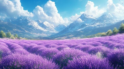 Lavender field, anime background, wallpaper
