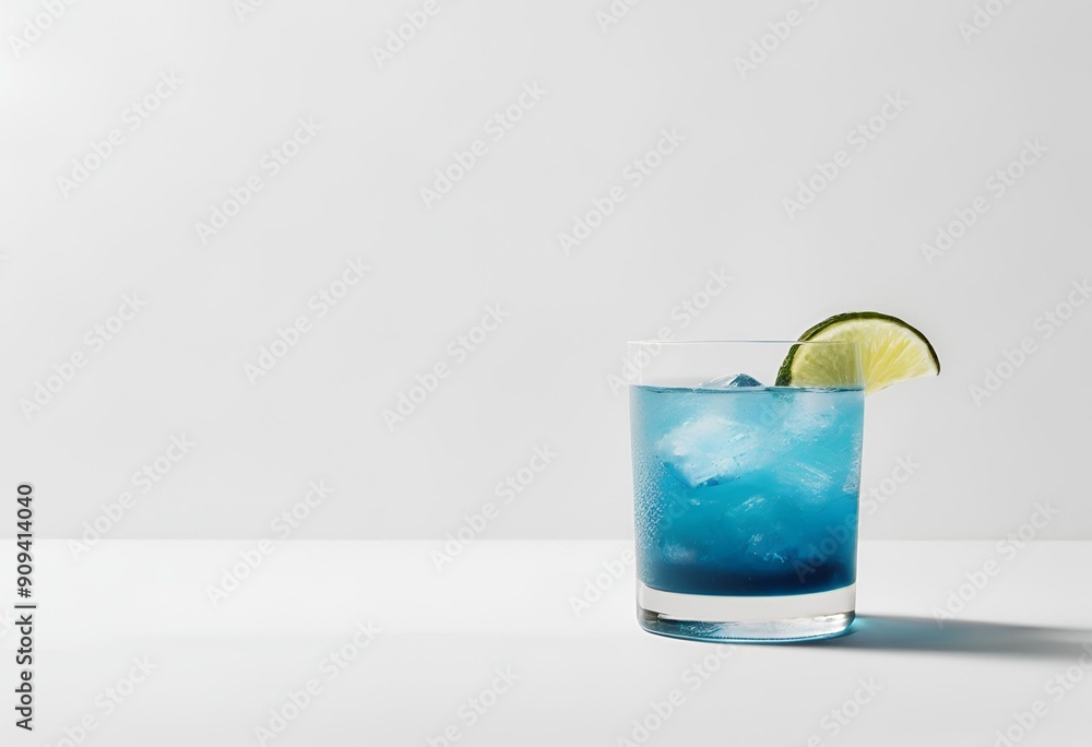 Wall mural glass of blue drink with lemon