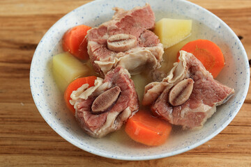 Sop Iga or Clear Ribs Soup with Potato and Carrot