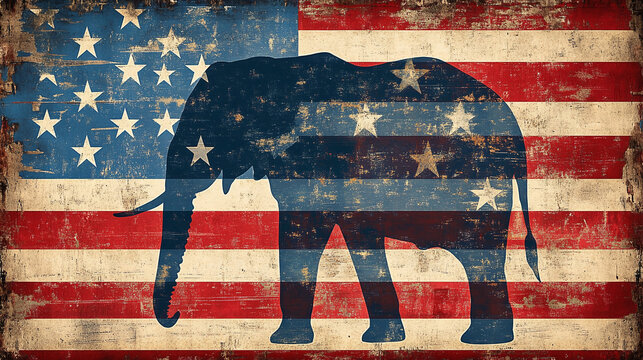 generic US Republican party flag with elephant silhouette