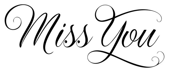 Miss you, hand lettering phrase, poster design, calligraphy vector illustration