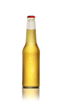small glass bottle with beer
