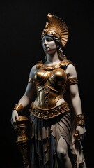 athena statue on plain black background with copy space backdrop portrait
