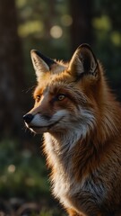 fox on nature scene background with copy space backdrop portrait