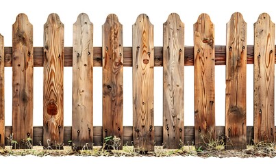 Obraz premium Wooden fence isolated on white background with clipping path. Wooden planks.