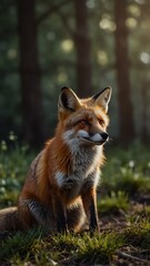 fox on nature scene background with copy space backdrop portrait