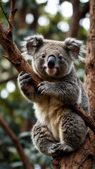 Fototapeta premium koala on nature scene background with copy space backdrop portrait