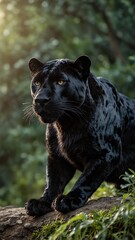 panther on nature scene background with copy space backdrop portrait