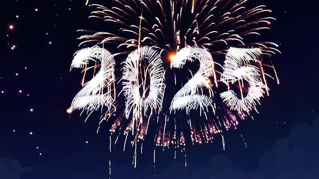 New year celebration: As the countdown to 2025 begins animated fireworks fling themselves into the air leaving behind a trail of shimmering sparks and flashes of light. 