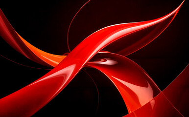abstract image featuring dynamic, flowing lines in vibrant shades of red and orange against a deep black background. cinematic