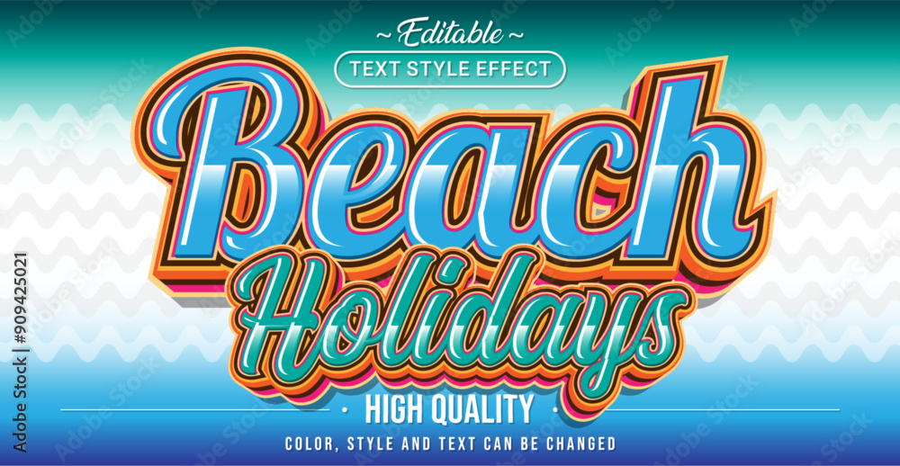 Poster Editable text style effect - Beach Holidays text style theme.