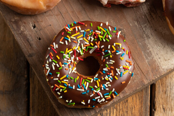 Donuts with chocolate glaze and sprinkles - Powered by Adobe