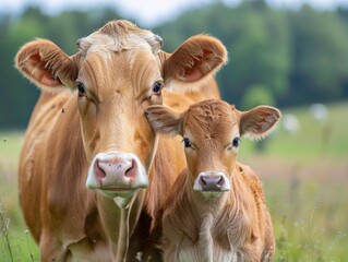 Young calf with her mother - ai