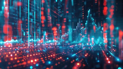 Abstract 3D financial data chart with rising trends and glowing effects on a futuristic background with this inviting photo.