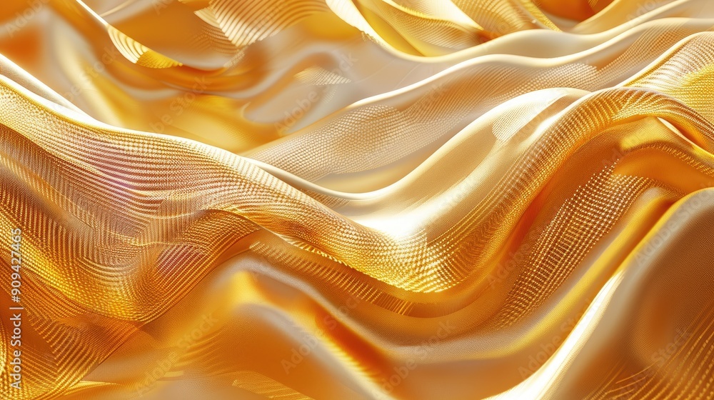 Poster abstract 3d golden background with flowing, undulating patterns and a warm, luminous glow with this 