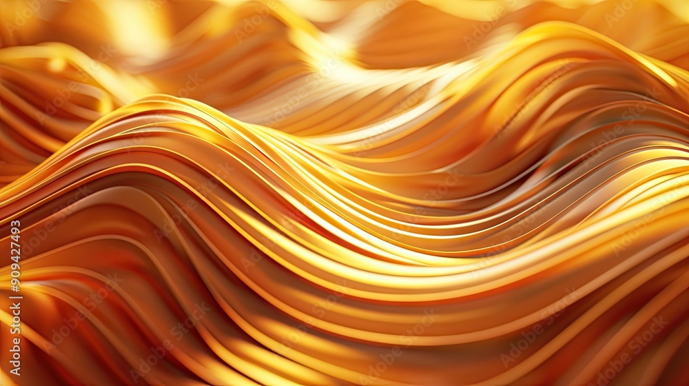 Poster abstract 3d golden background with flowing, undulating patterns and a warm, luminous glow with this 