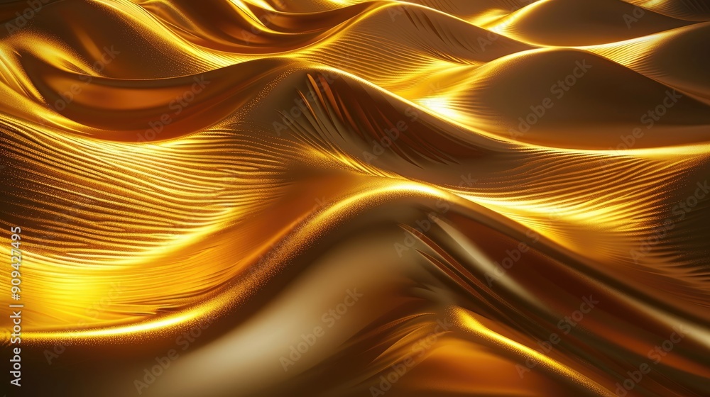 Aufkleber abstract 3d golden background with flowing, undulating patterns and a warm, luminous glow with this 