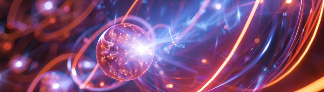 Observation causing wavefunction collapse, quantum state change, subatomic dynamics, uhd, copy space for text,