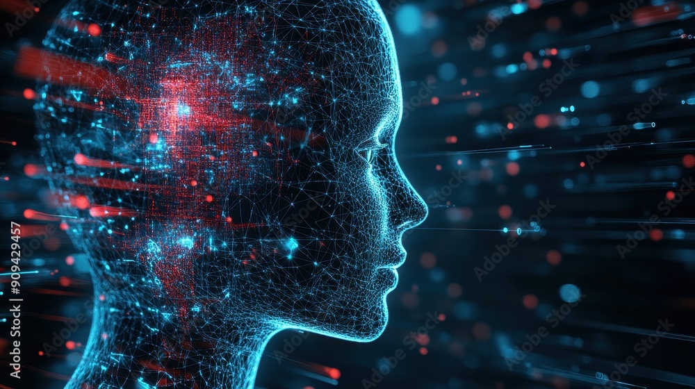 Poster digital artificial intelligence in a futuristic metaverse simulation