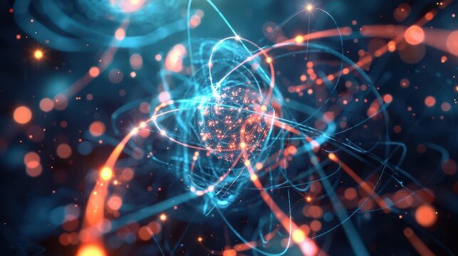 Quantum observation impact, wavefunction collapse, subatomic state dynamics, particle interaction, uhd, copy space for text,