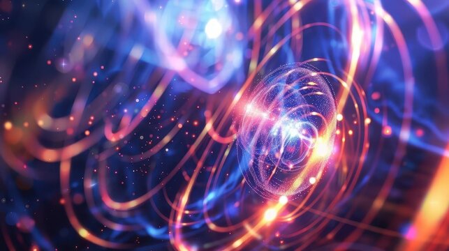 Quantum observation impact, wavefunction collapse, subatomic state dynamics, particle interaction, uhd, copy space for text,