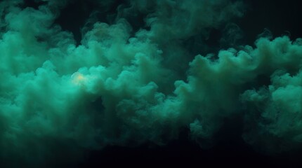 Obraz premium Ethereal green smoke dances gracefully amidst the black 