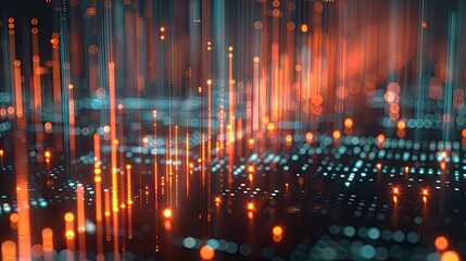 Obraz premium Modern 3D rendering of a financial graph with data points and glowing lines on a dark background with this inviting photo.