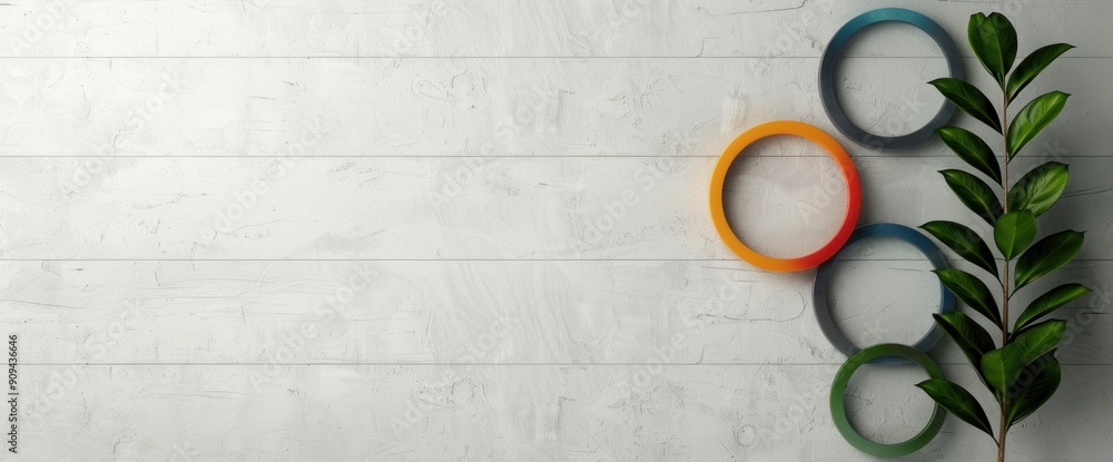Poster elegant and minimalist olympic wall design with ample copy space, natural light creating a serene at