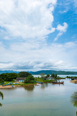 Obraz premium Pacitan sea landscape in Java, Indonesia. A popular beach resort for surfing in Indonesia