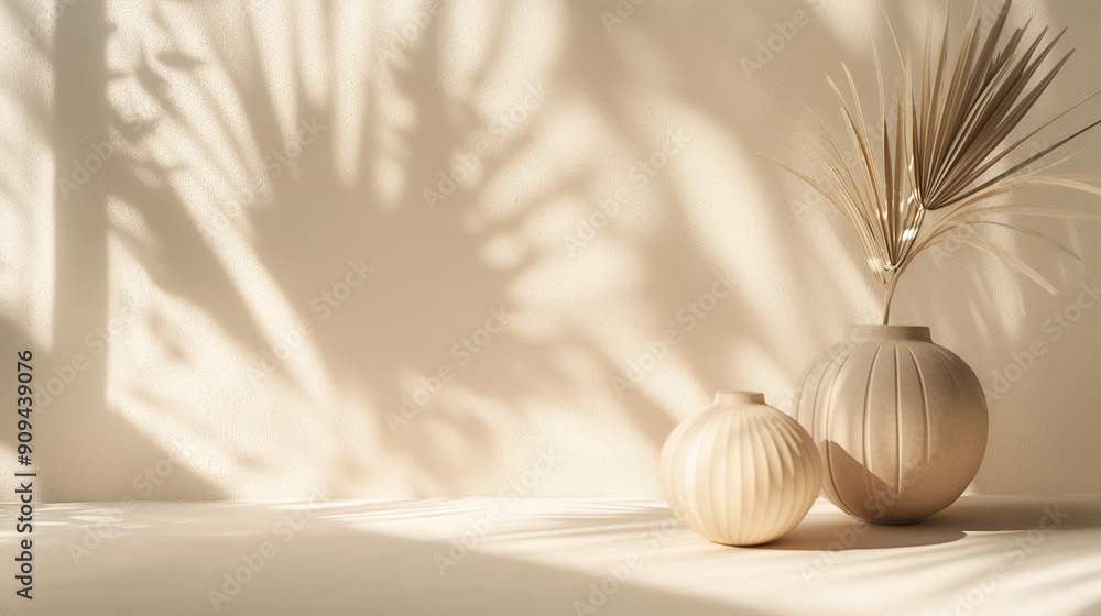 Aufkleber light beige background featuring light and shadows pattern for product showcase