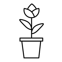 Plant with minimalist vector line art