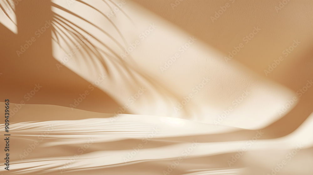 Aufkleber light beige background with light and shadows pattern for product presentation