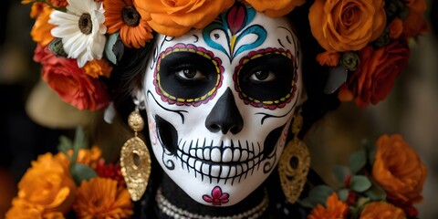 Day of the Dead, dia de muertos Dia de los Muertos, Mexican Festival Skull Ofrenda, Calavera Cemetery Marigold Flowers Celebration of Life Traditional Mexican.