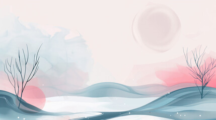 Minimalistic landscape with plants