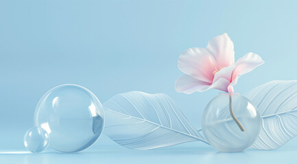 3d background in minimalist style with flower