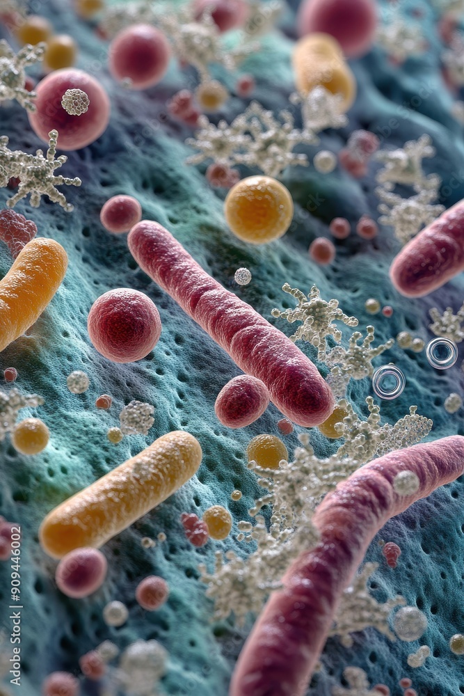 Wall mural Microscopic view of scientific medical bacteria