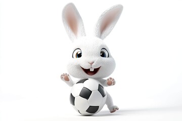 Obraz premium Rabbit playing soccer