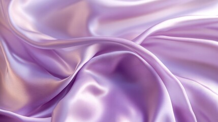 Obraz premium Close-up of flowing lavender silk fabric with soft folds and glossy texture, elegant and luxurious concept