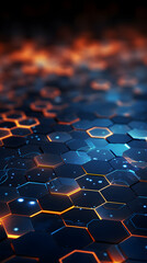 Obraz premium Digital blue glowing hexagon geometric figure poster background