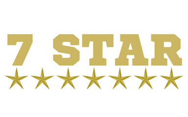 7 Star word with star images, vector star image in golden color, Seven star png image