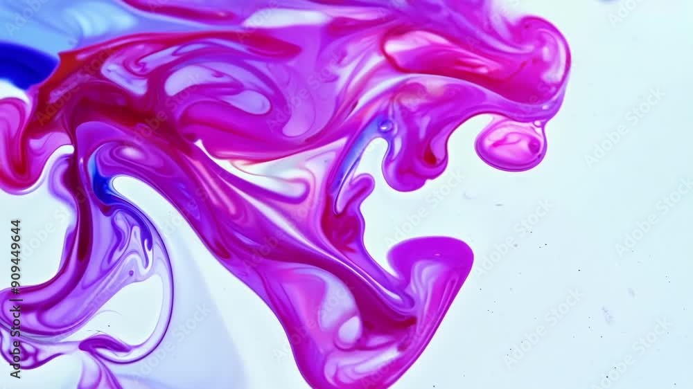 Poster dynamic closeup of two colors of ink being dropped onto a surface and slowly fusing together.