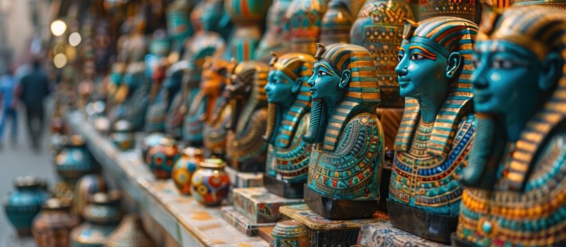 Egyptian Statues in a Market
