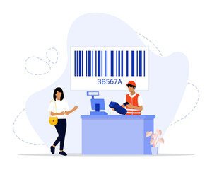 Bar code concept illustration. Suitable for landing page, ui, web, App intro card, editorial, flyer, and banner.