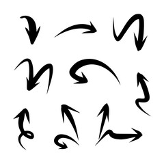 hand drawn arrow set. Doodle illustration.
