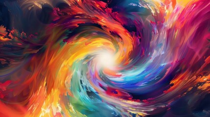 Abstract shapes converge in vibrant, uncertain vortex.